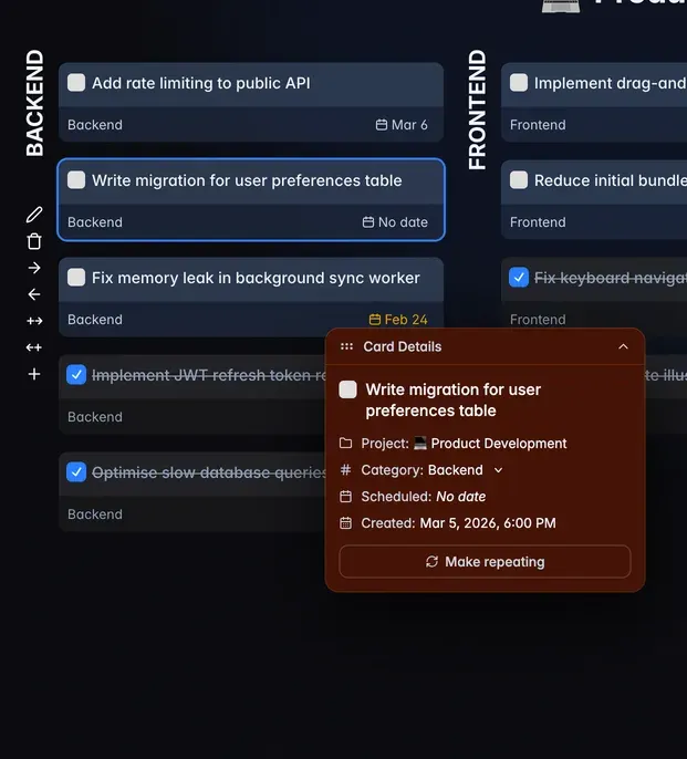 The task details popup in Will Be Done